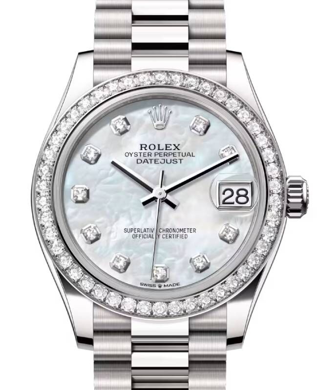 Rolex Datejust 31 President White Gold White Mother of Pearl Diamond Dial & Bezel 278289RBR - BRAND NEW