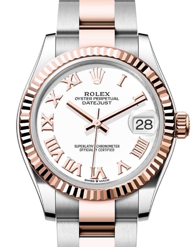 Rolex Datejust 31 Rose Gold/Steel White Dial & Fluted Bezel Oyster Bracelet 278271 - BRAND NEW