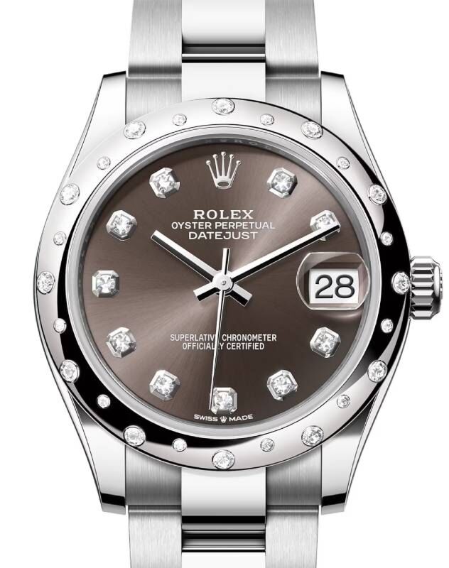 Rolex Datejust 31 White Gold/Steel Bright Black Roman Dial