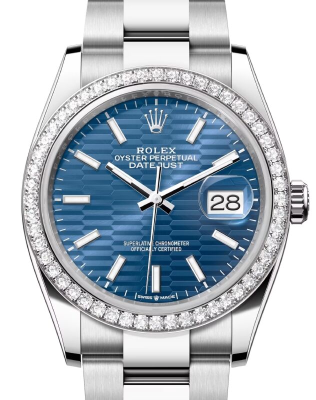 lilyです Rolex Datejust 36 White Gold/Steel Bright Blue Fluted Motif