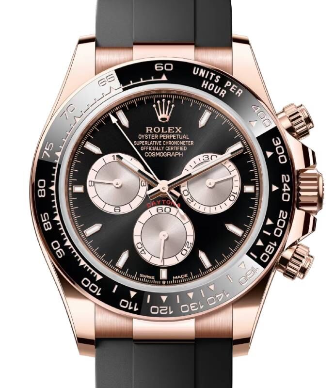 Rolex Daytona Rose Gold Bright Black/Sundust Dial Oysterflex Rubber Bracelet 126515LN - PRE OWNED