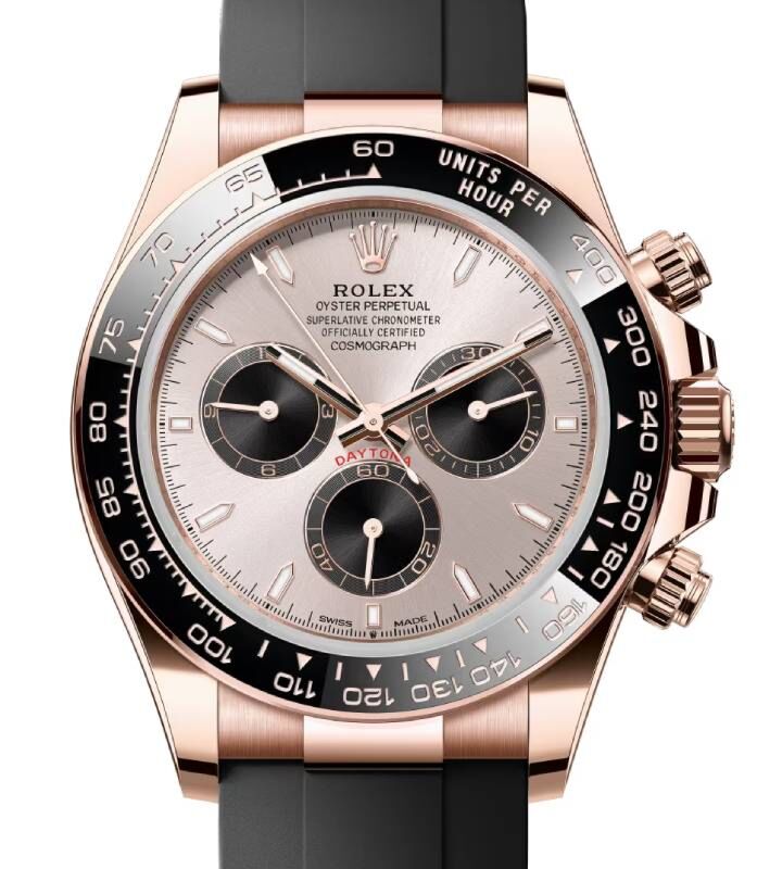 Rolex Daytona Rose Gold Sundust/Bright Black Dial Oysterflex Rubber Bracelet 126515LN - PRE OWNED