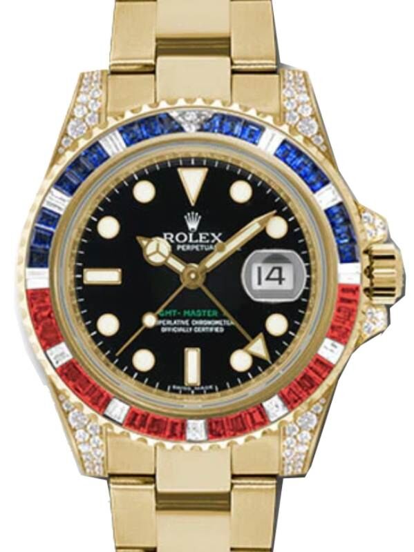 Rolex GMT-Master II White Gold Black Dial Diamond & Sapphire