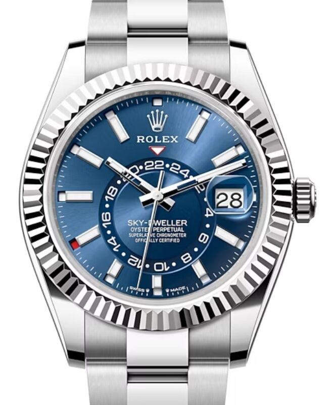 Rolex Sky-Dweller White Gold/Steel Bright Blue Index Dial Oyster Bracelet 336934 - BRAND NEW
