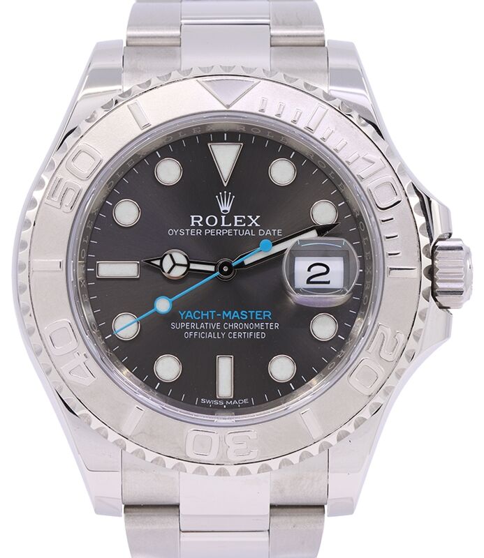 Rolex Yacht-Master 40 Stainless Steel Dark Rhodium Dial Platinum Bezel Oyster Bracelet 116622 - PRE-OWNED 