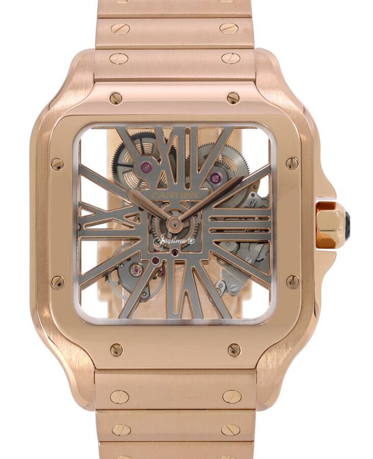 Santos De Cartier Large Rose Gold Skeleton Dial WHSA0016