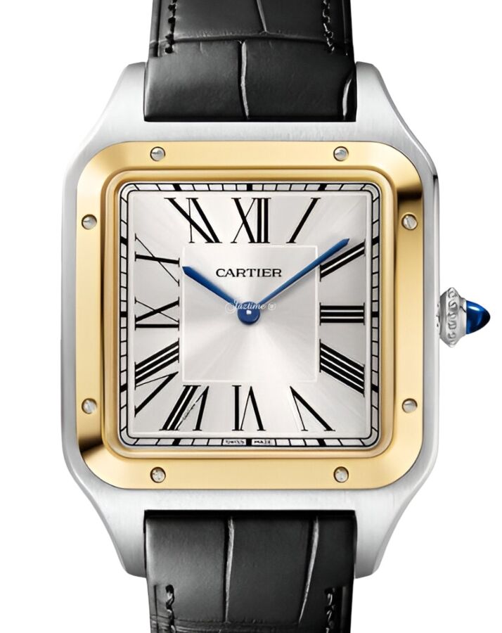 Santos-Dumont Extra Large Steel Yellow Gold Bezel Silver Dial W2SA0034