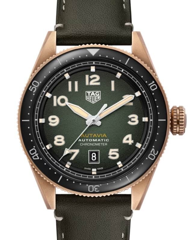 Tag Heuer Autavia Bronze 42mm Brown Dial Leather Strap