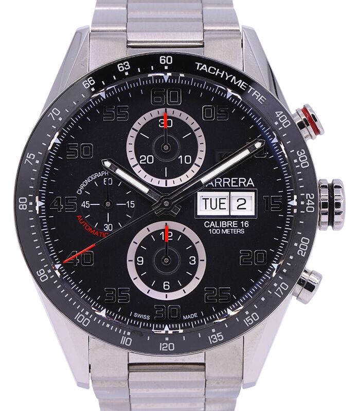 Tag Heuer Carrera Chronograph Stainless Steel Black Arabic Dial & Stainless Steel Bracelet CV2A1R.BA0799 - PRE-OWNED