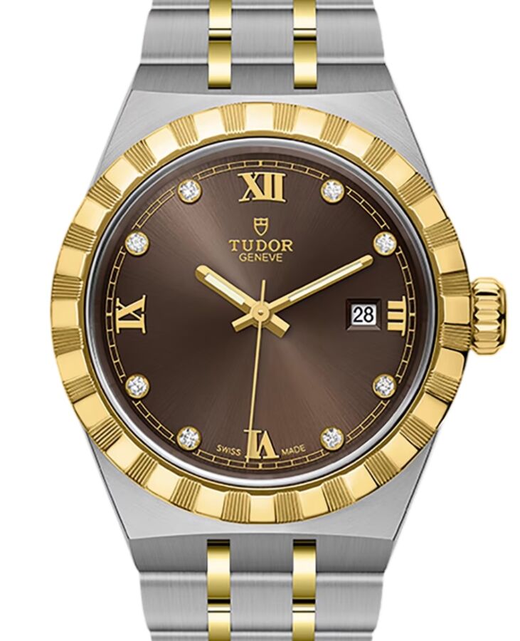 Tudor Royal Steel Yellow Gold 28mm Chocolate Brown Diamond Dial M28303-0009 - BRAND NEW