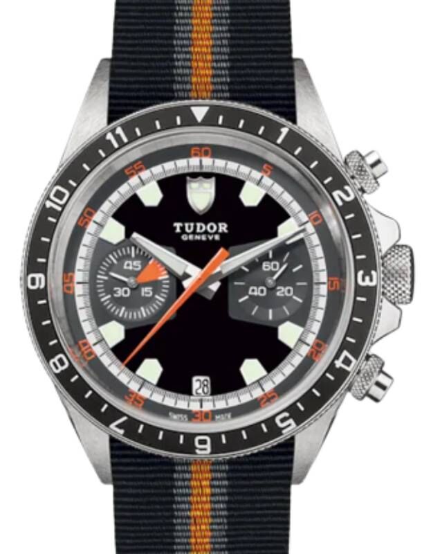 Tudor Sport Watches Heritage Chrono Stainless Steel 42mm Black/Grey Dial Fabric Strap M70330N-0003 - BRAND NEW