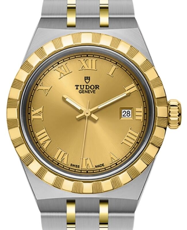 Tudor Royal Steel Champagne Dial 34mm Yellow Gold Bracelet M28403-0004 - BRAND NEW