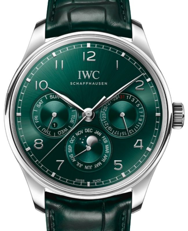 IWC Portugieser Perpetual Calendar Steel 42.4mm Green Dial IW344207 - BRAND NEW