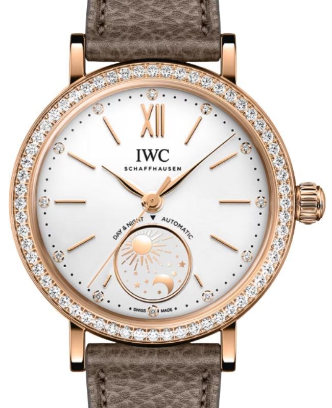 IWC Portofino Automatic Day & Night 18-Carat 5N Gold 34mm Silver Plated Diamond Dial IW659802 - BRAND NEW