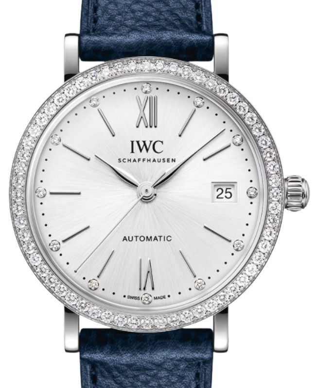 IWC Portofino Automatic Steel 37mm Silver Plated Diamond Dial IW658601 - BRAND NEW