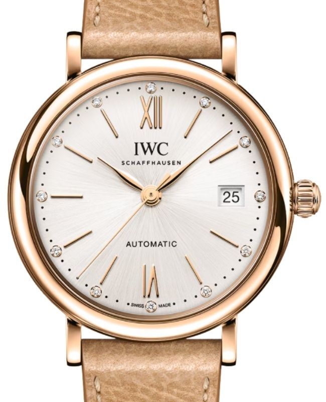 IWC Portofino Automatic 18-Carat 5N Gold 37mm Silver Plated Diamond Dial IW458606 - BRAND NEW