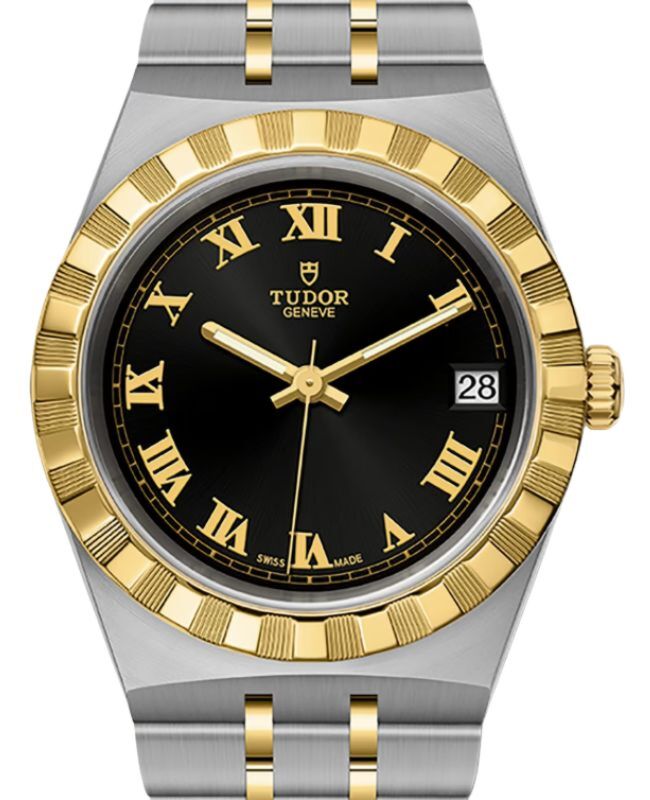 Tudor Royal Steel Black Dial 34mm Yellow Gold Cap Bracelet M28403-0003 - BRAND NEW