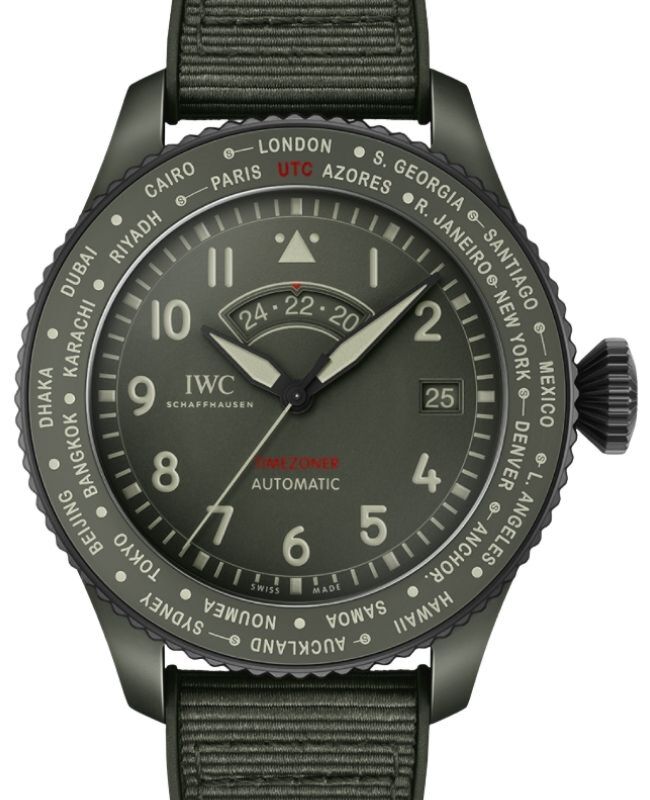 IWC Pilot’s Watch Timezoner TOP GUN Woodland Ceramic 46mm Green Dial IW395601 - BRAND NEW