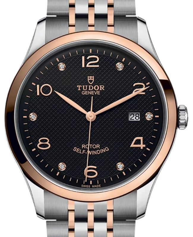Tudor 1926 Steel 39mm Rose Gold Bezel Black Diamond Dial M91551-0004- BRAND NEW