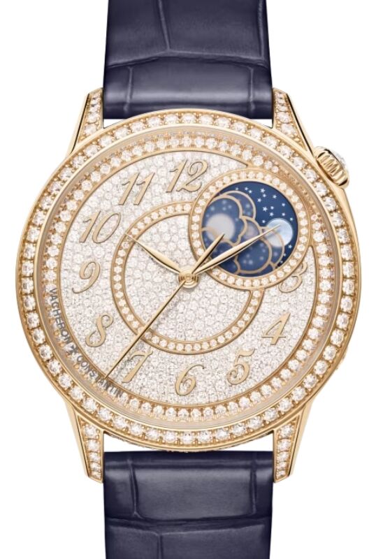 Vacheron Constantin Egerie Moon Phase 37mm Pink Rose Gold Diamond Paved Dial 8006F/000R-B976 - BRAND NEW