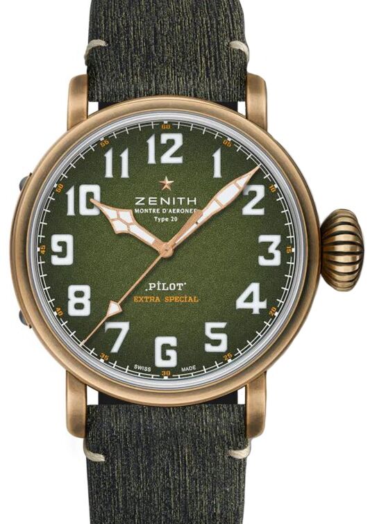 Zenith Pilot Type 20 Adventure Bronze Green Arabic Dial & Leather Strap 229.2430.679/63.I001 - BRAND NEW