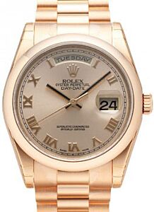 Rolex Day-Date 36 118205-GLDRDP Champagne Roman Rose Gold President - BRAND NEW