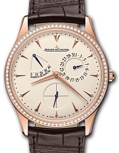 Jaeger-LeCoultre Calibre 938 Master Ultra Thin R?serve de Marche 1372501 Eggshell Beige Index Diamond Bezel Rose Gold Leather 39mm Automatic - BRAND NEW