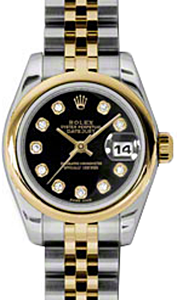 Rolex Lady-Datejust 26 179163-BLKDJ Black Diamond Yellow Gold Stainless Steel Jubilee - BRAND NEW