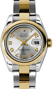 Rolex Lady-Datejust 26 179163-SLVCAO Silver Concentric Circle Arabic Yellow Gold Stainless Steel Oyster - BRAND NEW