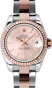 Rolex Lady-Datejust 26 179171-PNKSO Pink Index Fluted Rose Gold Stainless Steel Oyster - BRAND NEW