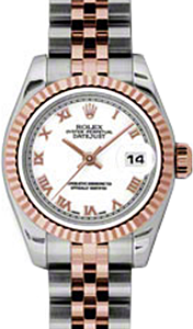 Rolex Lady-Datejust 26 179171-WHTRJ White Roman Fluted Rose Gold Stainless Steel Jubilee - BRAND NEW