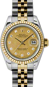 Rolex Lady-Datejust 26 179173-CGDMOPDJ Champagne Goldust Mother of Pearl Diamond Fluted Yellow Gold Stainless Steel Jubilee - BRAND NEW