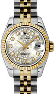 Rolex Lady-Datejust 26 179173-SLVJDJ Silver Jubilee Diamond Fluted Yellow Gold Stainless Steel Jubilee - BRAND NEW