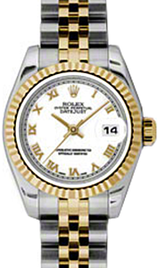 Rolex Lady-Datejust 26 179173-WHTRJ White Roman Fluted Yellow Gold Stainless Steel Jubilee - BRAND NEW