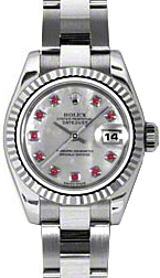 Rolex Lady-Datejust 26 179174-MOPRBO White Mother of Pearl Ruby Fluted White Gold Stainless Steel Oyster - BRAND NEW