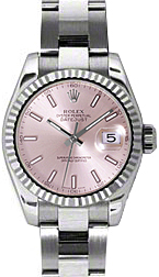Rolex Lady-Datejust 26 179174-PNKSO Pink Index Fluted White Gold Stainless Steel Oyster - BRAND NEW