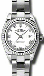 Rolex Lady-Datejust 26 179174-WHTRFO White Roman Fluted White Gold Stainless Steel Oyster - BRAND NEW