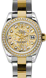Rolex Lady-Datejust 26 179383-YGGJDO Yellow Gold & Grey Jubilee Crystal Dial with Diamonds Diamond Bezel Yellow Gold Stainless Steel Oyster - BRAND NEW