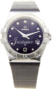 Omega Constellation Quartz 123.13.35.60.60.001 35mm Purple Diamond Stainless Steel Leather BRAND NEW