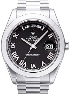 Rolex Day-Date II 218206-BLKRSP 41mm Black Roman Platinum President - BRAND NEW