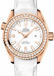 Omega Planet Ocean 600M 37.5mm Red Gold/Diamond White Dial Leather Strap 232.58.38.20.04.001