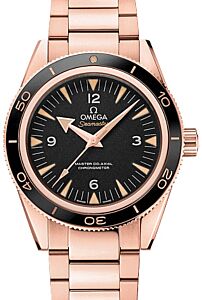 Omega Seamaster 300 Master Co-Axial Chronometer 41mm Sedna Gold Black Dial Bracelet 233.60.41.21.01.001 - BRAND NEW