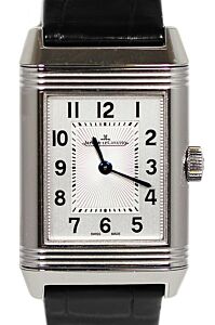 Jaeger-LeCoultre Calibre 657 Reverso Classic Small 2618430 Silver Guilloche Stainless Steel Leather 34.2 x 21mm Quartz BRAND NEW
