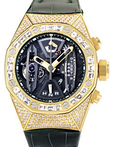 Audemars Piguet 26225BA.ZZ.D400CR.01 Royal Oak Concept Tourbillon Chronograph 44mm Openworked Diamond Set Yellow Gold Green Leather BRAND NEW