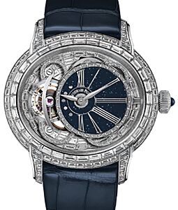 Audemars Piguet 26381BC.ZZ.D312CR.02 Millenary Tourbillon 45mm Blue Aventurine Baguette Diamond Paved Roman White Gold Leather BRAND NEW