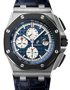 Audemars Piguet 26401PO.OO.A018CR.01 Royal Oak Offshore Chronograph 44mm Blue Index 950 Platinum Black Ceramic Leather - BRAND NEW