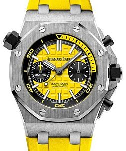 Audemars Piguet 26703ST.OO.A051CA.01 Royal Oak Offshore Diver Chronograph 42mm Yellow Index Stainless Steel Rubber Automatic BRAND NEW
