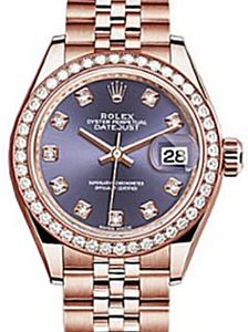 Rolex Datejust 28 279135 Aubergine Diamond Markers & Bezel Rose Gold Jubilee - BRAND NEW