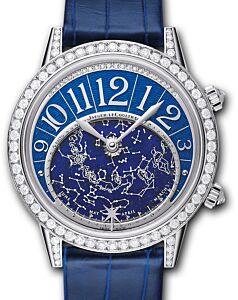 Jaeger-LeCoultre Calibre 809/1 Rendez-Vous Celestial 3483590 Lacquered Blue Diamond Bezel White Gold Leather 37.5mm Automatic BRAND NEW