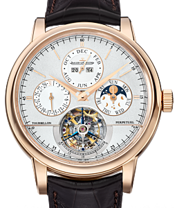 Jaeger-LeCoultre Calibre 985 Master Grande Tradition Tourbillon Cylindrique Quanti?me Perp?tuel 5042420 Silver Index Rose Gold Leather 42mm Automatic - BRAND NEW